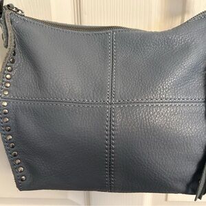 Vintage The Sak Silverlake Blue Crossbody Bag with Stud Accents 11”x10”.